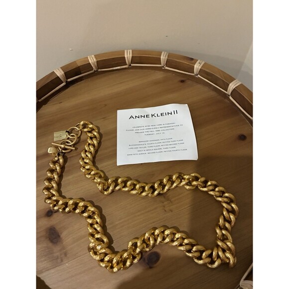 CHUNKY ANNE KLEIN II CHAIN LINK VINTAGE 1992 FALL COLLECTION NECKLACE NEW - Picture 1 of 5